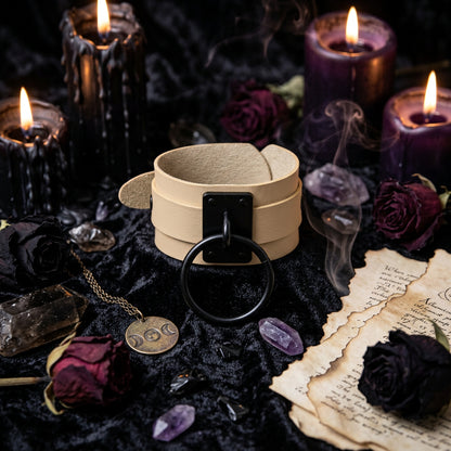 Gothic O-Shaped PU Bracelet with Metal Accents Sorceress Sanctuary