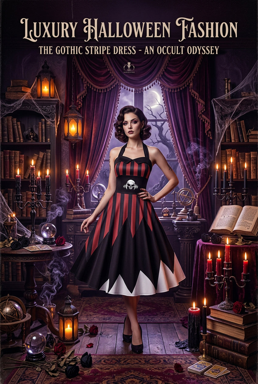 Ugly Girl Digital Print Stripe Dress for Halloween Sorceress Sanctuary