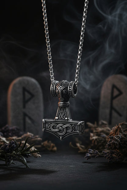 Norse Anchor Mjolnir Pendant Necklace for Men Sorceress Sanctuary