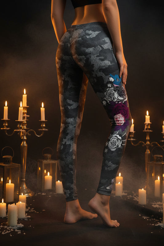 Skull Camouflage Digital Print Low Waist Leggings Sorceress Sanctuary