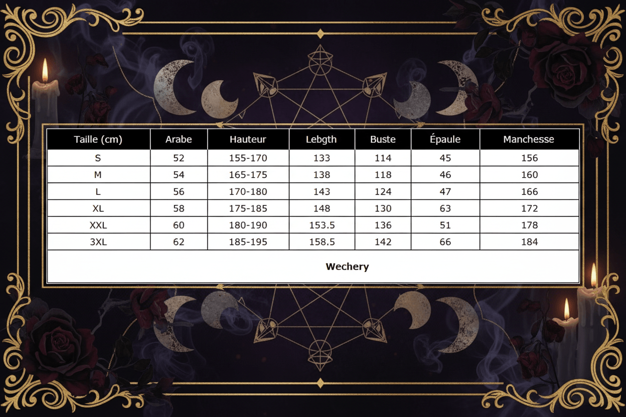 A size chart table for a women's chemise in French, showing measurements from S to 3XL in centimeters for height, bust, and sleeves, with a white background and black text.