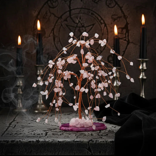 Mystic Crystal Tree - Sorceress Sanctuary Colorful Gem Gravel Tree Agate Sheet Base-Fluorite gravel tree agate sheet base-Amethyst gravel tree agate sheet base-Pink Crystal Weeping Willow Gravel Tree Agate Sheet Base-Aquamarine + Amethyst + Lapis Lazuli Weeping Willow Gravel Tree Agate Piece Base
