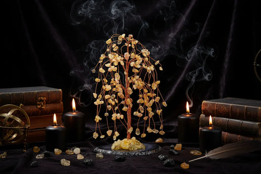Mystic Crystal Tree - Sorceress Sanctuary Colorful Gem Gravel Tree Agate Sheet Base-Fluorite gravel tree agate sheet base-Amethyst gravel tree agate sheet base-Pink Crystal Weeping Willow Gravel Tree Agate Sheet Base-Aquamarine + Amethyst + Lapis Lazuli Weeping Willow Gravel Tree Agate Piece Base