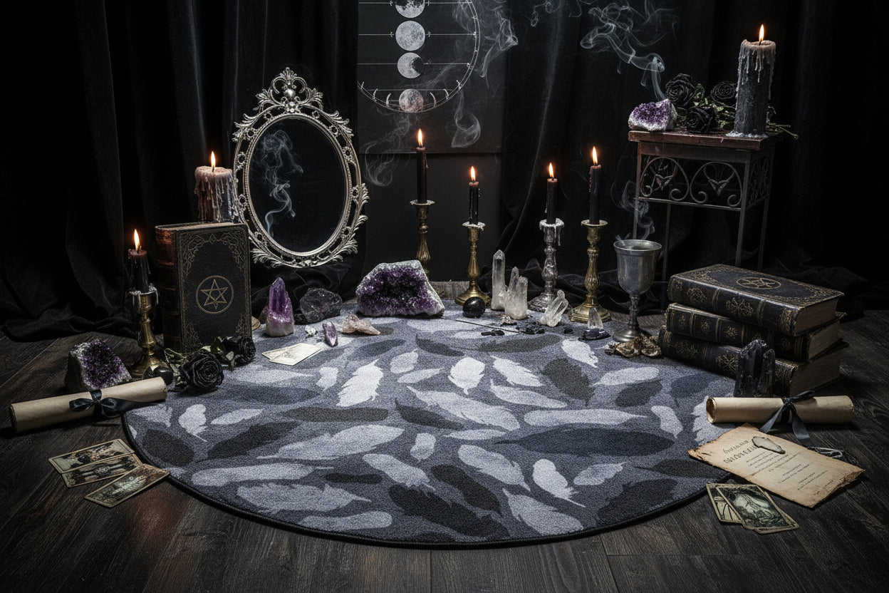 Wiccan Nordic Carpet - Sorceress Sanctuary Black and White geometry / 180 * 180cm (Crystal Velvet)-Black and White geometry / 80 * 80cm (Crystal Velvet)-Black and White geometry / 200 * 200cm (Crystal Velvet)-Extremely dark gray / 100 * 100CM (Crystal Velvet)-Black and White geometry / 60 * 60cm (Crystal Velvet)
