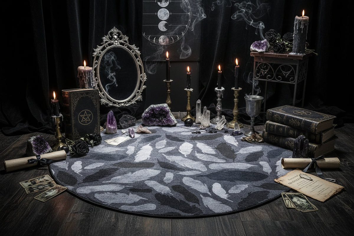 Wiccan Nordic Carpet - Sorceress Sanctuary Black and White geometry / 180 * 180cm (Crystal Velvet)-Black and White geometry / 80 * 80cm (Crystal Velvet)-Black and White geometry / 200 * 200cm (Crystal Velvet)-Extremely dark gray / 100 * 100CM (Crystal Velvet)-Black and White geometry / 60 * 60cm (Crystal Velvet)