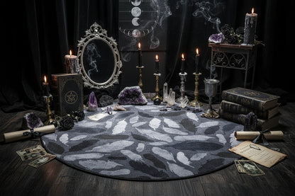 Wiccan Nordic Carpet - Sorceress Sanctuary Black and White geometry / 180 * 180cm (Crystal Velvet)-Black and White geometry / 80 * 80cm (Crystal Velvet)-Black and White geometry / 200 * 200cm (Crystal Velvet)-Extremely dark gray / 100 * 100CM (Crystal Velvet)-Black and White geometry / 60 * 60cm (Crystal Velvet)