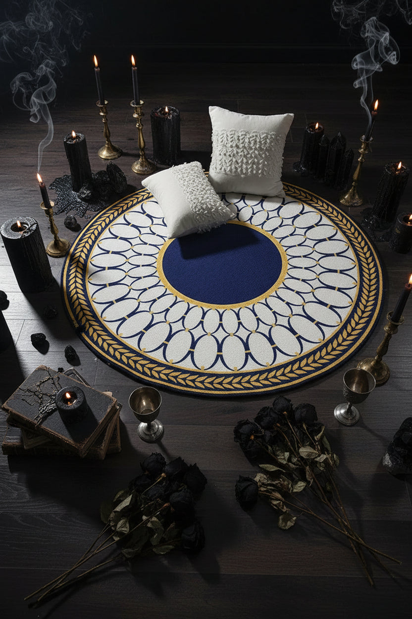 Wiccan Nordic Carpet - Sorceress Sanctuary Black and White geometry / 180 * 180cm (Crystal Velvet)-Black and White geometry / 80 * 80cm (Crystal Velvet)-Black and White geometry / 200 * 200cm (Crystal Velvet)-Extremely dark gray / 100 * 100CM (Crystal Velvet)-Black and White geometry / 60 * 60cm (Crystal Velvet)