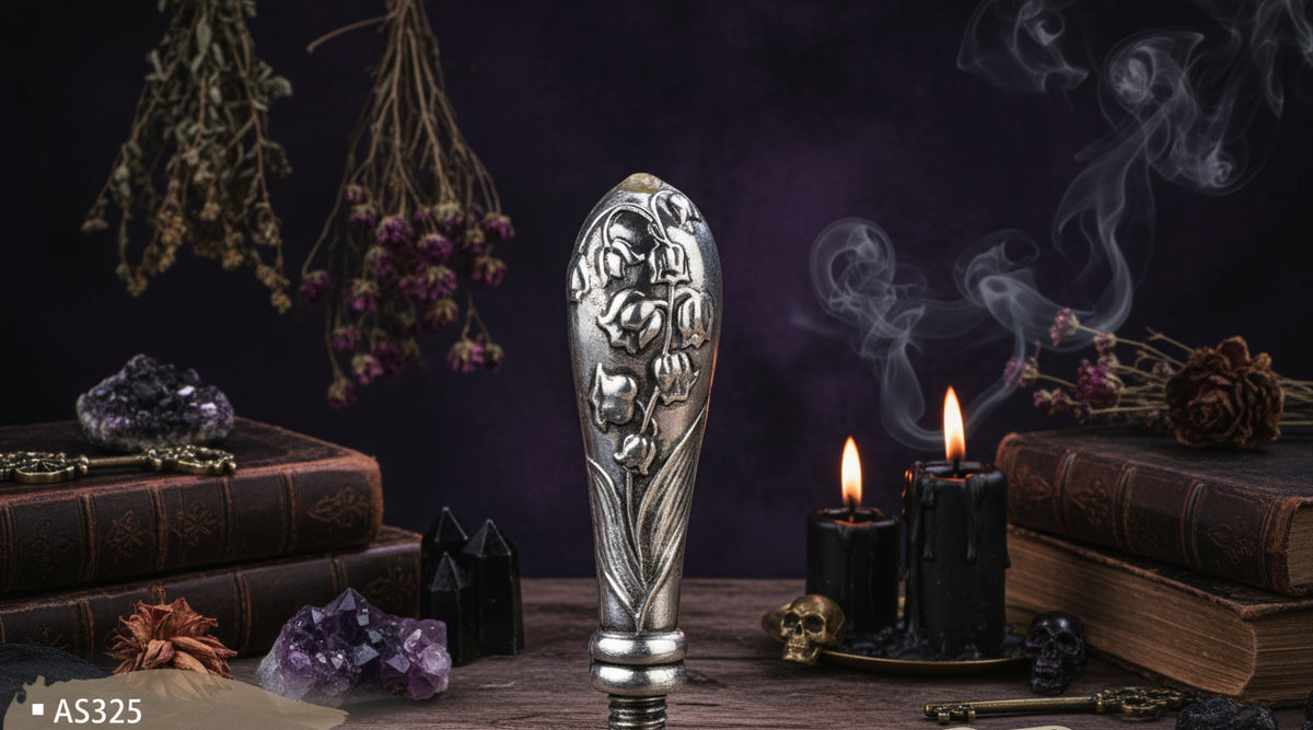 Wax Seal Set - Sorceress Sanctuary AS316 ancient Golden Bell orchid handle (without Seal head)-AS316 ancient silver purple orchid handle (excluding seal head)-AS317 Pearl cloud upper handle white (not including seal head)-AS317 Pearl cloud upper handle Blue (excluding seal head)-AS317 Pearl cloud upper handle dark green (excluding seal head)