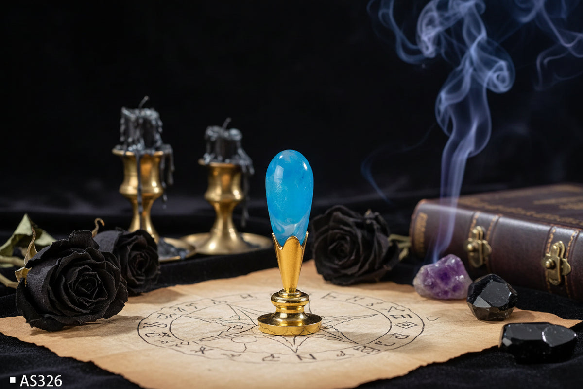 Wax Seal Set - Sorceress Sanctuary AS316 ancient Golden Bell orchid handle (without Seal head)-AS316 ancient silver purple orchid handle (excluding seal head)-AS317 Pearl cloud upper handle white (not including seal head)-AS317 Pearl cloud upper handle Blue (excluding seal head)-AS317 Pearl cloud upper handle dark green (excluding seal head)