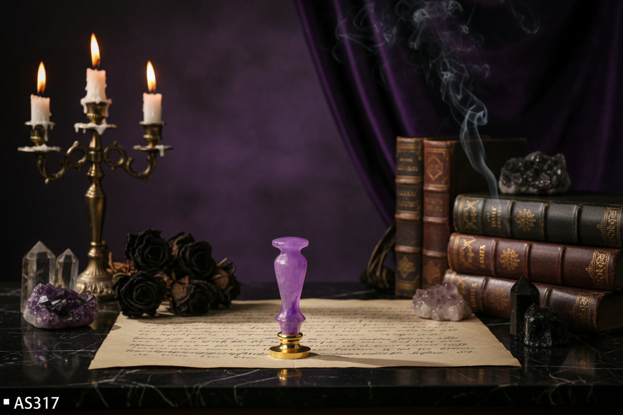 Wax Seal Set - Sorceress Sanctuary AS316 ancient Golden Bell orchid handle (without Seal head)-AS316 ancient silver purple orchid handle (excluding seal head)-AS317 Pearl cloud upper handle white (not including seal head)-AS317 Pearl cloud upper handle Blue (excluding seal head)-AS317 Pearl cloud upper handle dark green (excluding seal head)