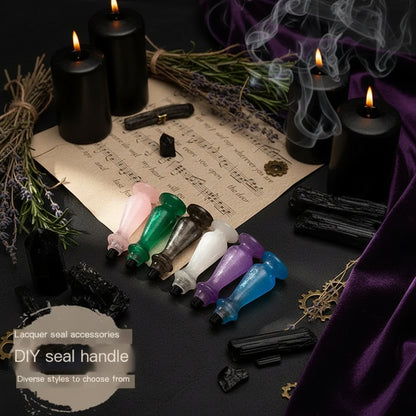 Wax Seal Set - Sorceress Sanctuary AS316 ancient Golden Bell orchid handle (without Seal head)-AS316 ancient silver purple orchid handle (excluding seal head)-AS317 Pearl cloud upper handle white (not including seal head)-AS317 Pearl cloud upper handle Blue (excluding seal head)-AS317 Pearl cloud upper handle dark green (excluding seal head)