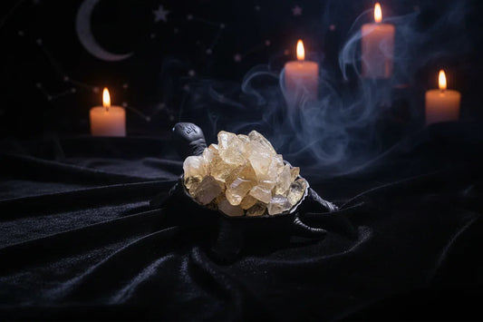 Crystal Turtle Lamp - Sorceress Sanctuary Citrine raw stone (ancient black without light)-White Crystal raw stone (ancient black without light)-Amethyst raw stone (ancient black without light)-Pink Crystal raw stone (ancient black without light)-Strawberry Crystal raw stone (ancient black without light)