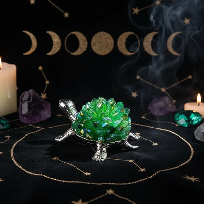Crystal Turtle Lamp - Sorceress Sanctuary Citrine raw stone (ancient black without light)-White Crystal raw stone (ancient black without light)-Amethyst raw stone (ancient black without light)-Pink Crystal raw stone (ancient black without light)-Strawberry Crystal raw stone (ancient black without light)