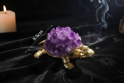 Crystal Turtle Lamp - Sorceress Sanctuary Citrine raw stone (ancient black without light)-White Crystal raw stone (ancient black without light)-Amethyst raw stone (ancient black without light)-Pink Crystal raw stone (ancient black without light)-Strawberry Crystal raw stone (ancient black without light)