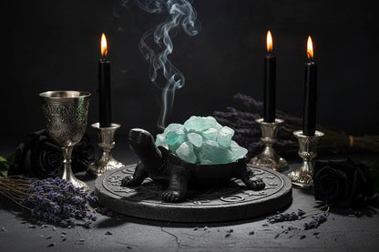 Crystal Turtle Lamp - Sorceress Sanctuary Citrine raw stone (ancient black without light)-White Crystal raw stone (ancient black without light)-Amethyst raw stone (ancient black without light)-Pink Crystal raw stone (ancient black without light)-Strawberry Crystal raw stone (ancient black without light)