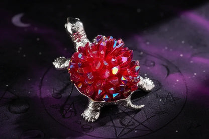 Crystal Turtle Lamp - Sorceress Sanctuary Citrine raw stone (ancient black without light)-White Crystal raw stone (ancient black without light)-Amethyst raw stone (ancient black without light)-Pink Crystal raw stone (ancient black without light)-Strawberry Crystal raw stone (ancient black without light)
