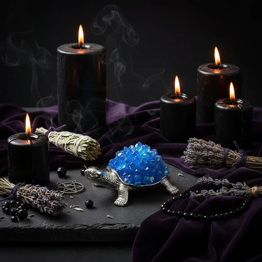 Crystal Turtle Lamp - Sorceress Sanctuary Citrine raw stone (ancient black without light)-White Crystal raw stone (ancient black without light)-Amethyst raw stone (ancient black without light)-Pink Crystal raw stone (ancient black without light)-Strawberry Crystal raw stone (ancient black without light)