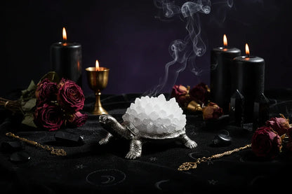 Crystal Turtle Lamp - Sorceress Sanctuary Citrine raw stone (ancient black without light)-White Crystal raw stone (ancient black without light)-Amethyst raw stone (ancient black without light)-Pink Crystal raw stone (ancient black without light)-Strawberry Crystal raw stone (ancient black without light)