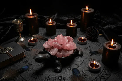Crystal Turtle Lamp - Sorceress Sanctuary Citrine raw stone (ancient black without light)-White Crystal raw stone (ancient black without light)-Amethyst raw stone (ancient black without light)-Pink Crystal raw stone (ancient black without light)-Strawberry Crystal raw stone (ancient black without light)