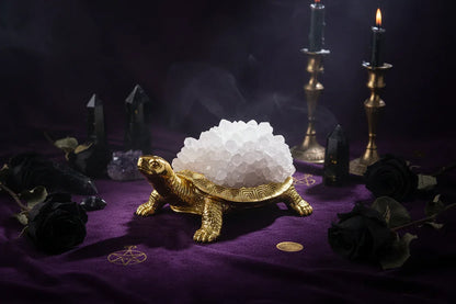 Crystal Turtle Lamp - Sorceress Sanctuary Citrine raw stone (ancient black without light)-White Crystal raw stone (ancient black without light)-Amethyst raw stone (ancient black without light)-Pink Crystal raw stone (ancient black without light)-Strawberry Crystal raw stone (ancient black without light)