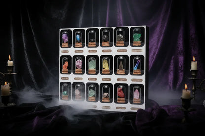 Stone Cosmos Kit - Sorceress Sanctuary 12 kinds of gypsum raw stone mineral label wooden box-25 kinds of mining label boxes (wooden box)-25 types of mining logo boxes (wooden box skylight type)-25 kinds of gypsum raw stone mine label wooden box skylight